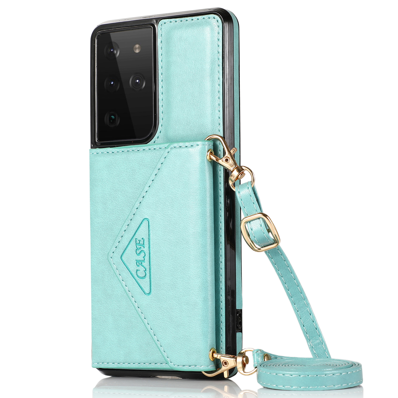 

Magnetic Lock Closure PU Leather TPU+PC Wallet Shoulder Strap Phone Case with Kickstand for Samsung Galaxy S21 Ultra 5G - Green, Galaxy S21 Ultra 5G