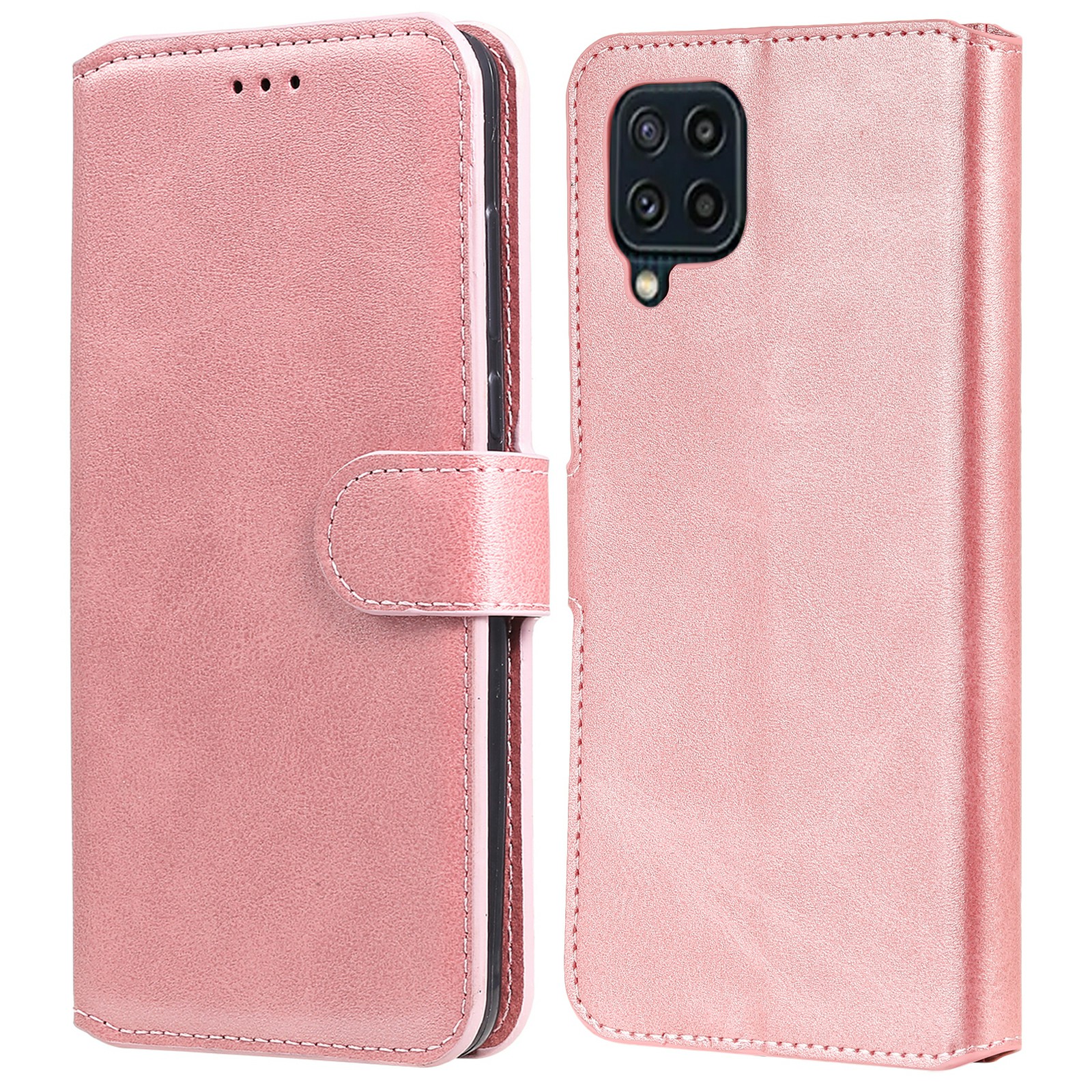 

Étui De Téléphone En Cuir De Style De Style Classique De Style De Style De Table Pour Samsung Galaxy M32 (version Globale) - Or Rose