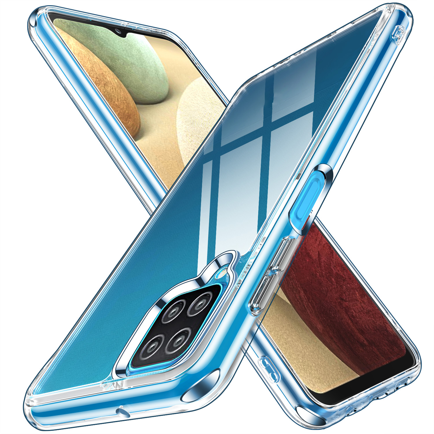 

Anti-Yellowing Shockproof Transparent Hard PC Back with TPU Bumper Slim Protective Cover for Samsung Galaxy A12, Galaxy A12