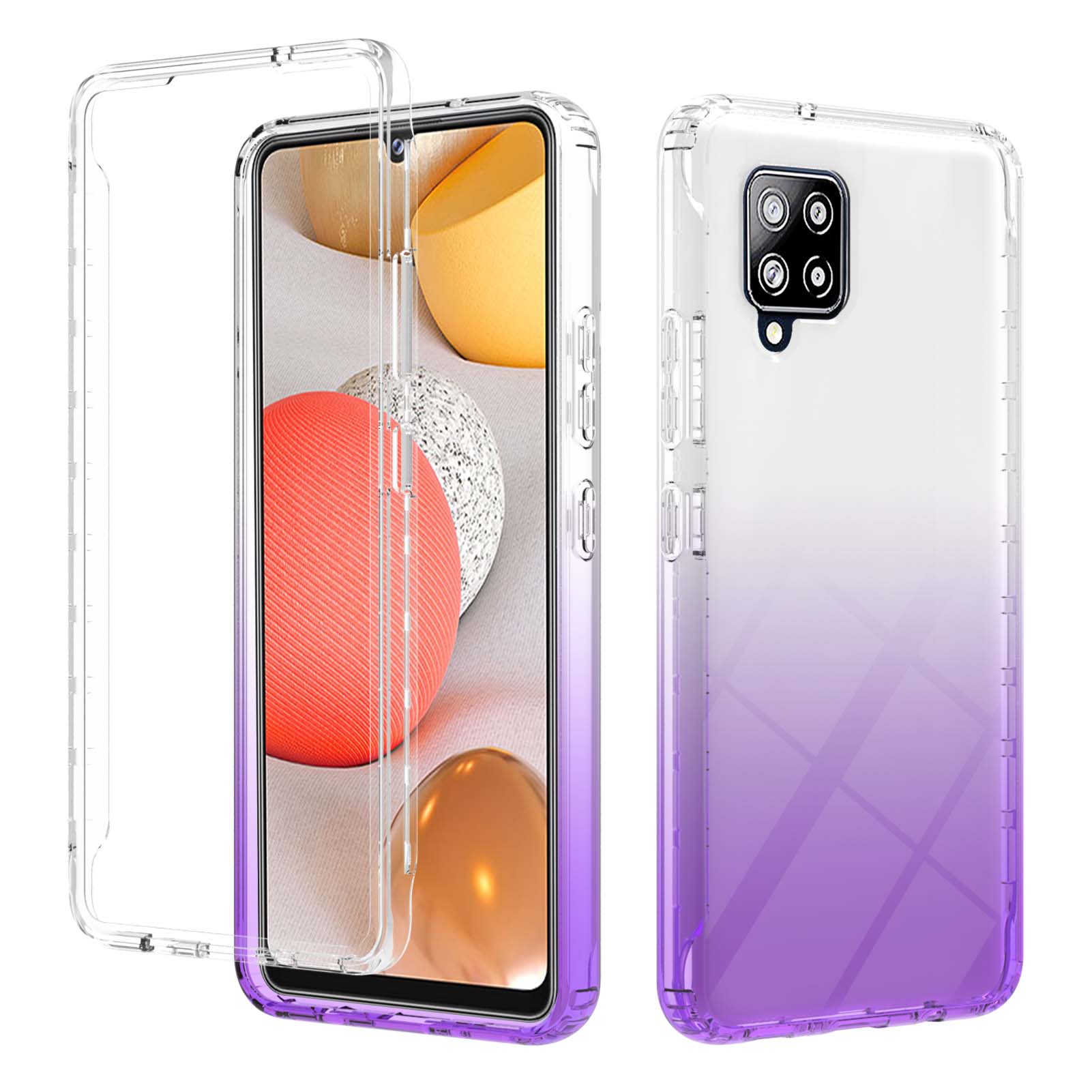 

Transparent Gradient Color Design Slim Shockproof Detachable 2-in-1 PC Front Frame + TPU Back Cover Phone Case for Samsung Galaxy A42 5G - Purple, Galaxy A42 5G