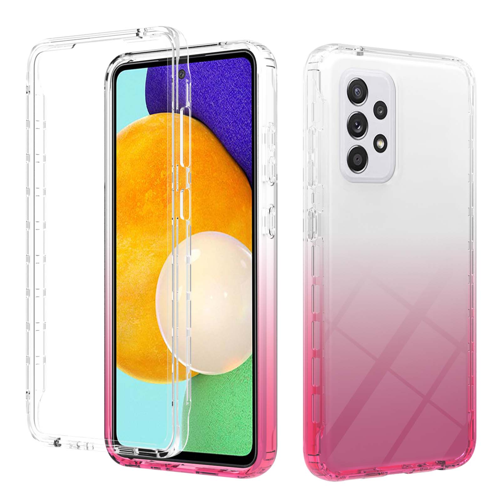 

Transparent Gradient Color 2-in-1 Dual-Layer Slim Fit Hybrid PC Front Frame + TPU Back Cover Phone Case for Samsung Galaxy A52 4G/A52 5G/A52s 5G - Red, Galaxy A52 4G