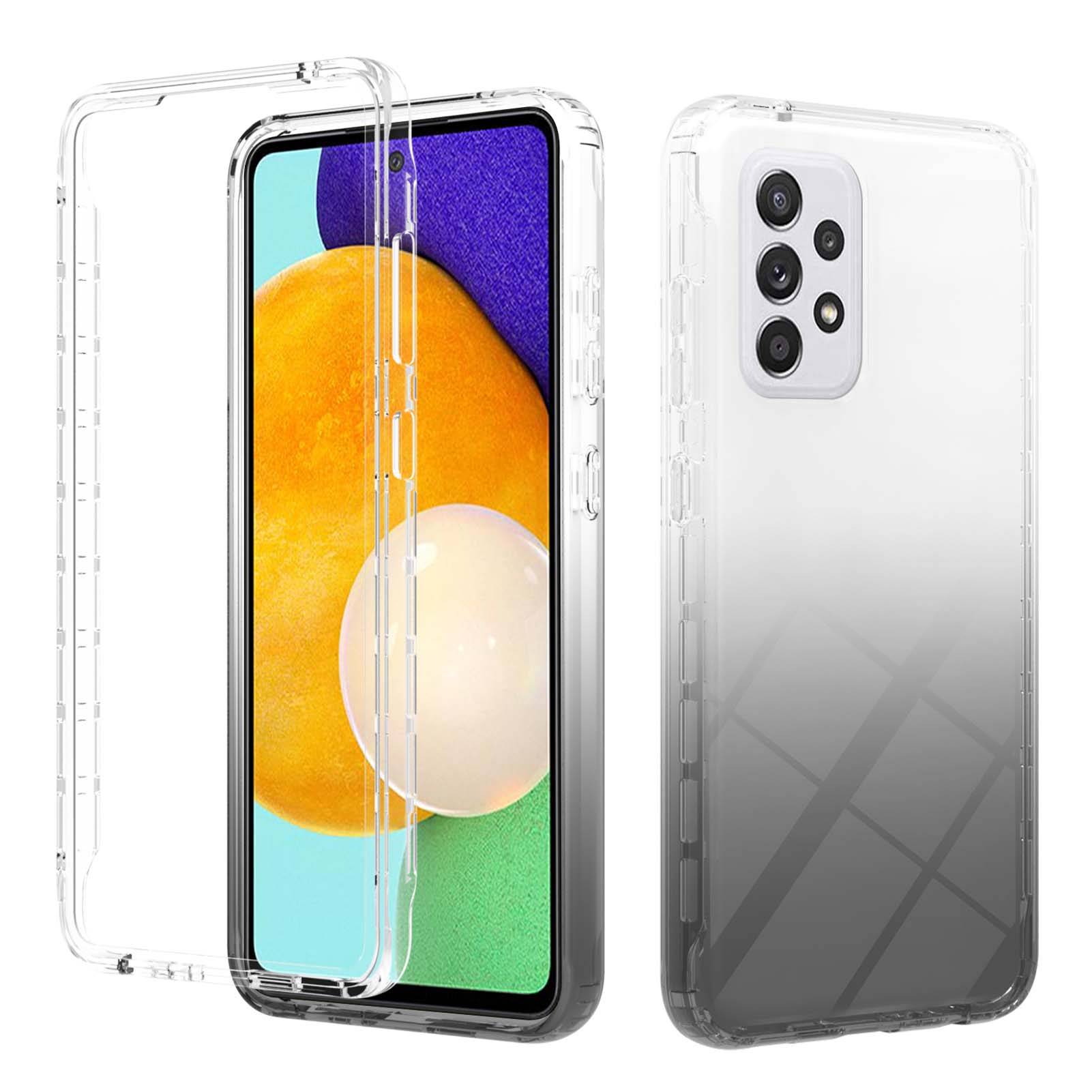 

Transparent Gradient Color 2-in-1 Dual-Layer Slim Fit Hybrid PC Front Frame + TPU Back Cover Phone Case for Samsung Galaxy A52 4G/A52 5G/A52s 5G - Black, Galaxy A52 4G