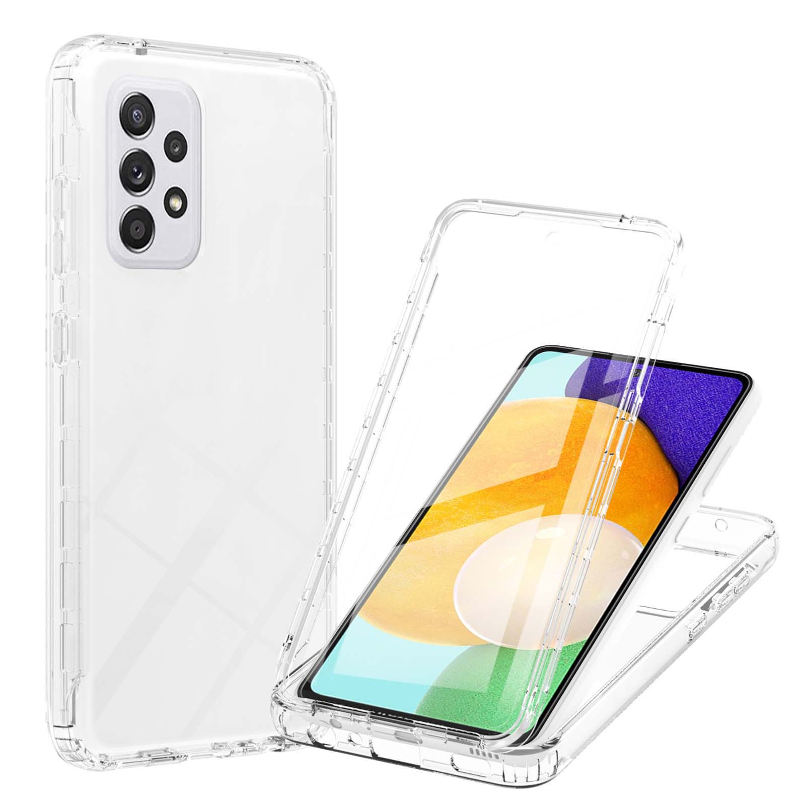 

3 in 1 Clear LA1 Series Gradient Color TPU Cover + PC Frame + PET Film Phone Hybrid Case for Samsung Galaxy A52 4G/5G/A52s 5G - Transparent, Galaxy A52 5G