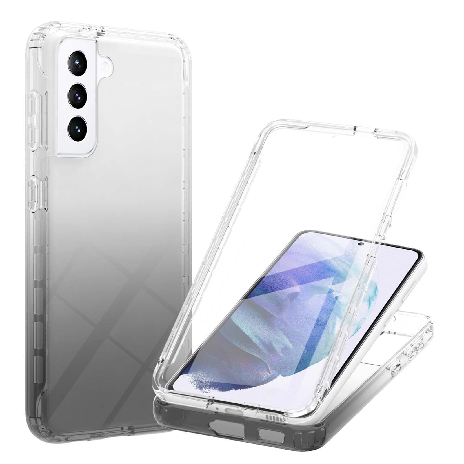 

Full-Wrapped LA1 Series Gradient Color TPU Cover + PC Frame + PET Film Phone Hybrid Case Shell for Samsung Galaxy S21 5G - Black, Galaxy S21 5G