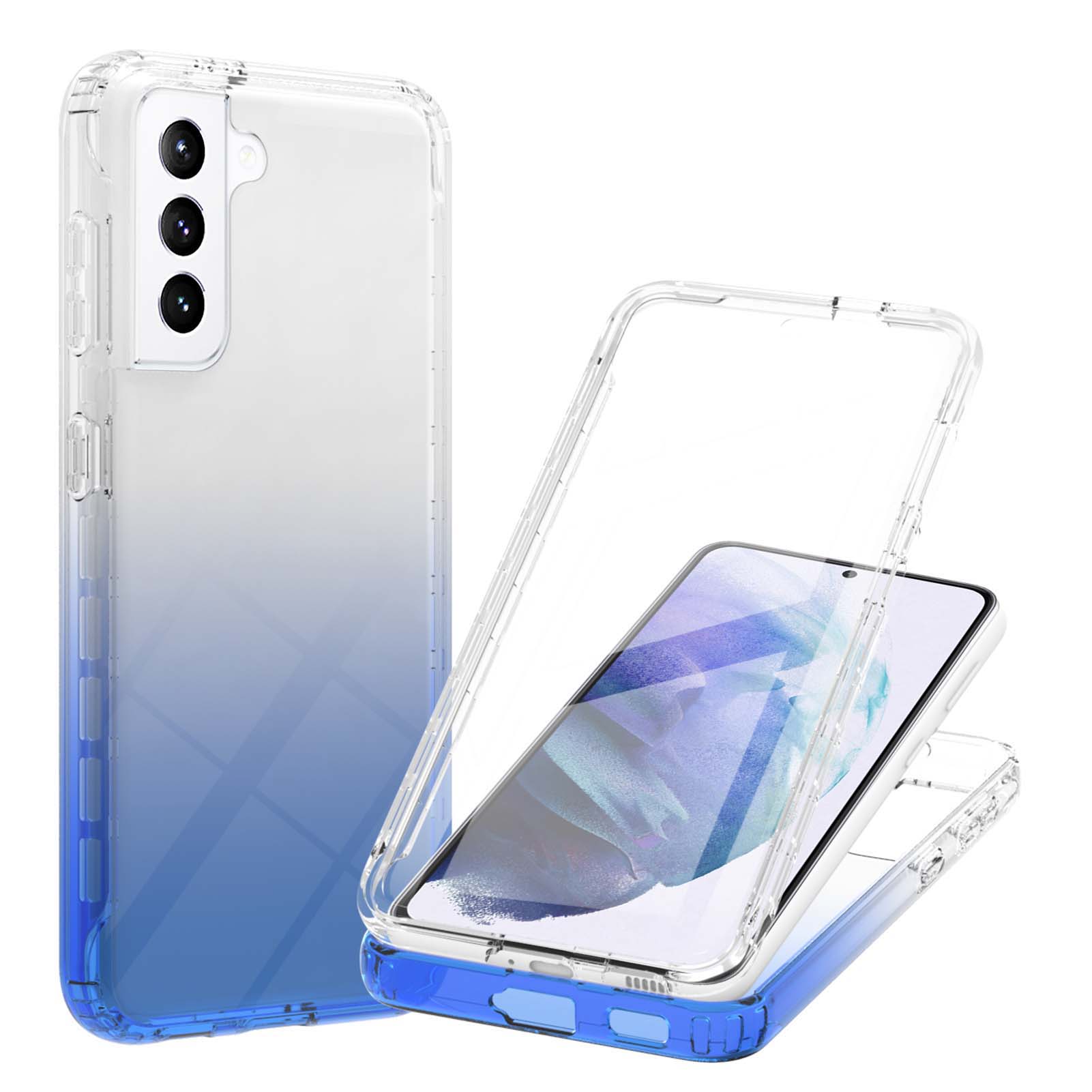 

Full-Wrapped LA1 Series Gradient Color TPU Cover + PC Frame + PET Film Phone Hybrid Case Shell for Samsung Galaxy S21 5G - Blue, Galaxy S21 5G
