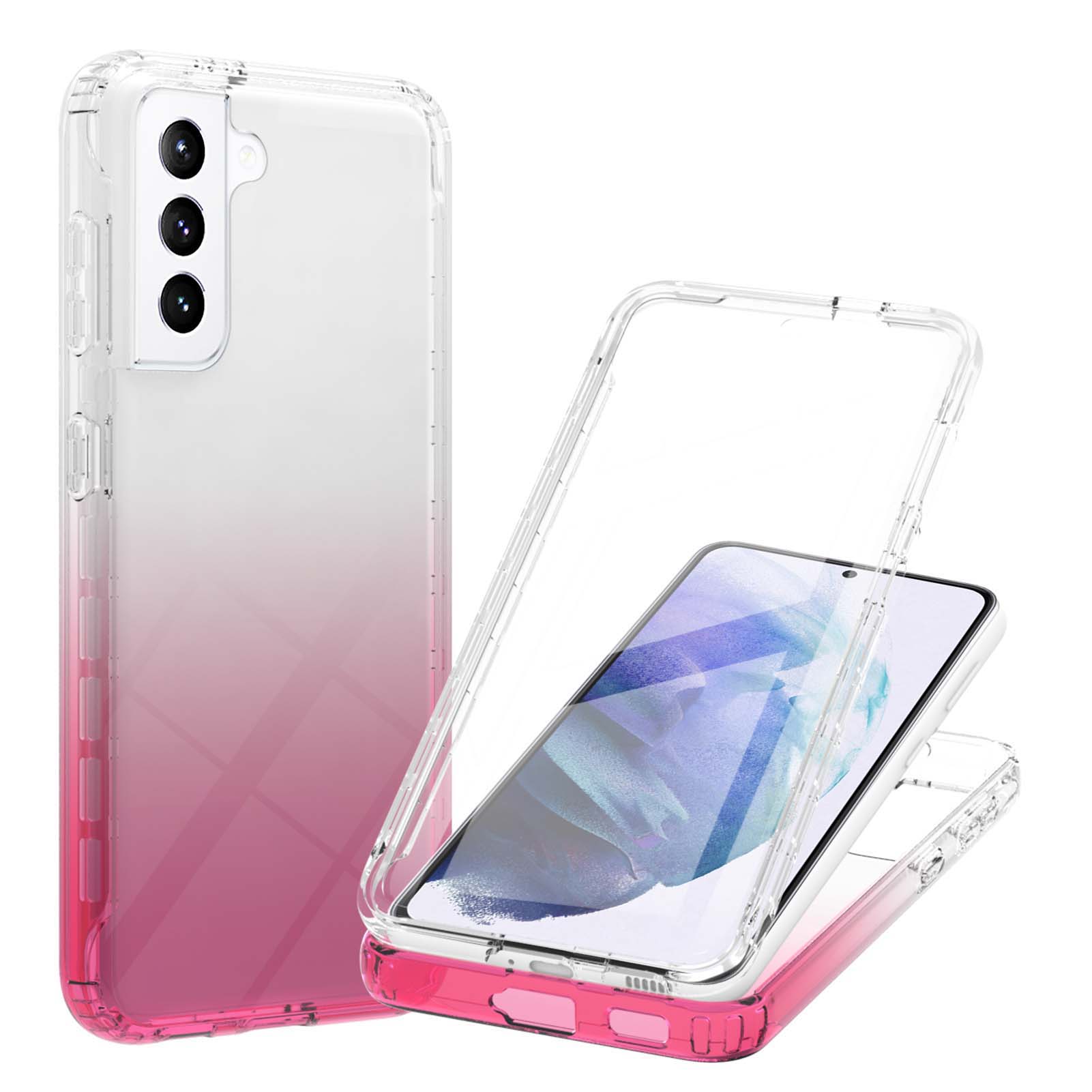 

LA1 Series Transparent Gradient TPU Cover + PC Frame + PET Film Cell Phone Protective Case Shell for Samsung Galaxy S21+ 5G - Red, Galaxy S21+ 5G