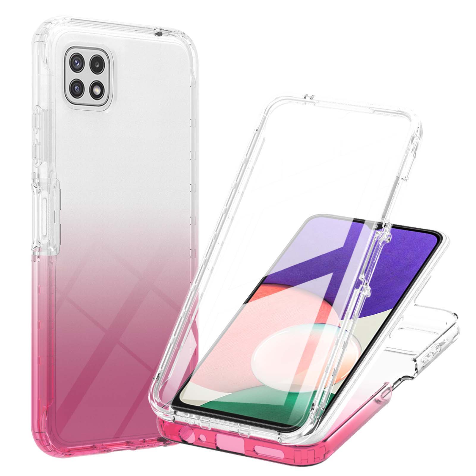 

Градиент Против Падения 3 В 1 Крышка ТПУ + ПК Comber + Pet Film Combo Case Case Shell Для Samsung Galaxy A22 5G (версия ЕС) - Красный, Galaxy A22 5G (EU Version)