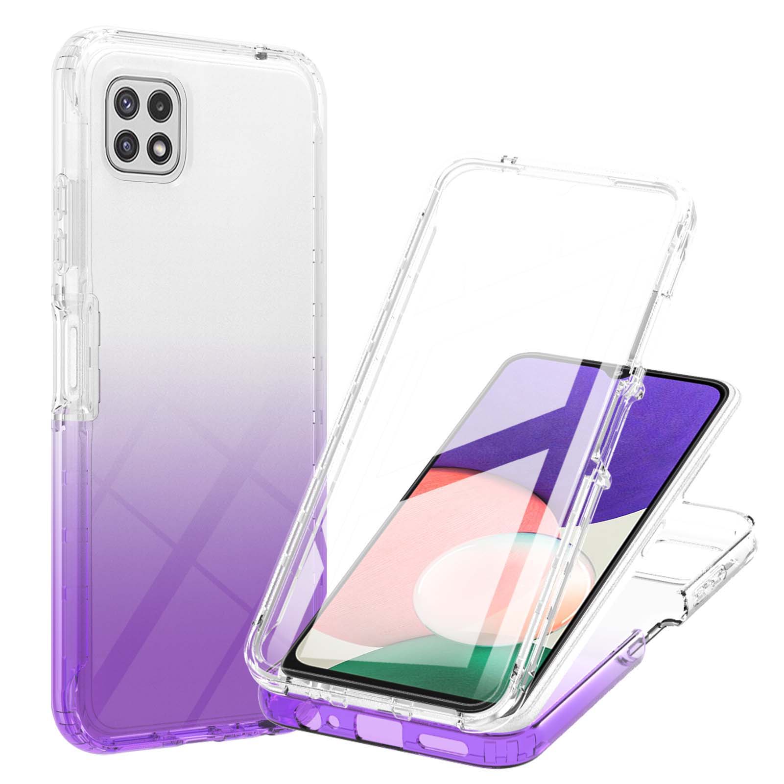 

Градиент Против Падения 3 В 1 Крышка ТПУ + ПК Comber + Pet Film Combo Case Case Shell Для Samsung Galaxy A22 5G (версия ЕС) - Фиолетовый, Galaxy A22 5G (EU Version)