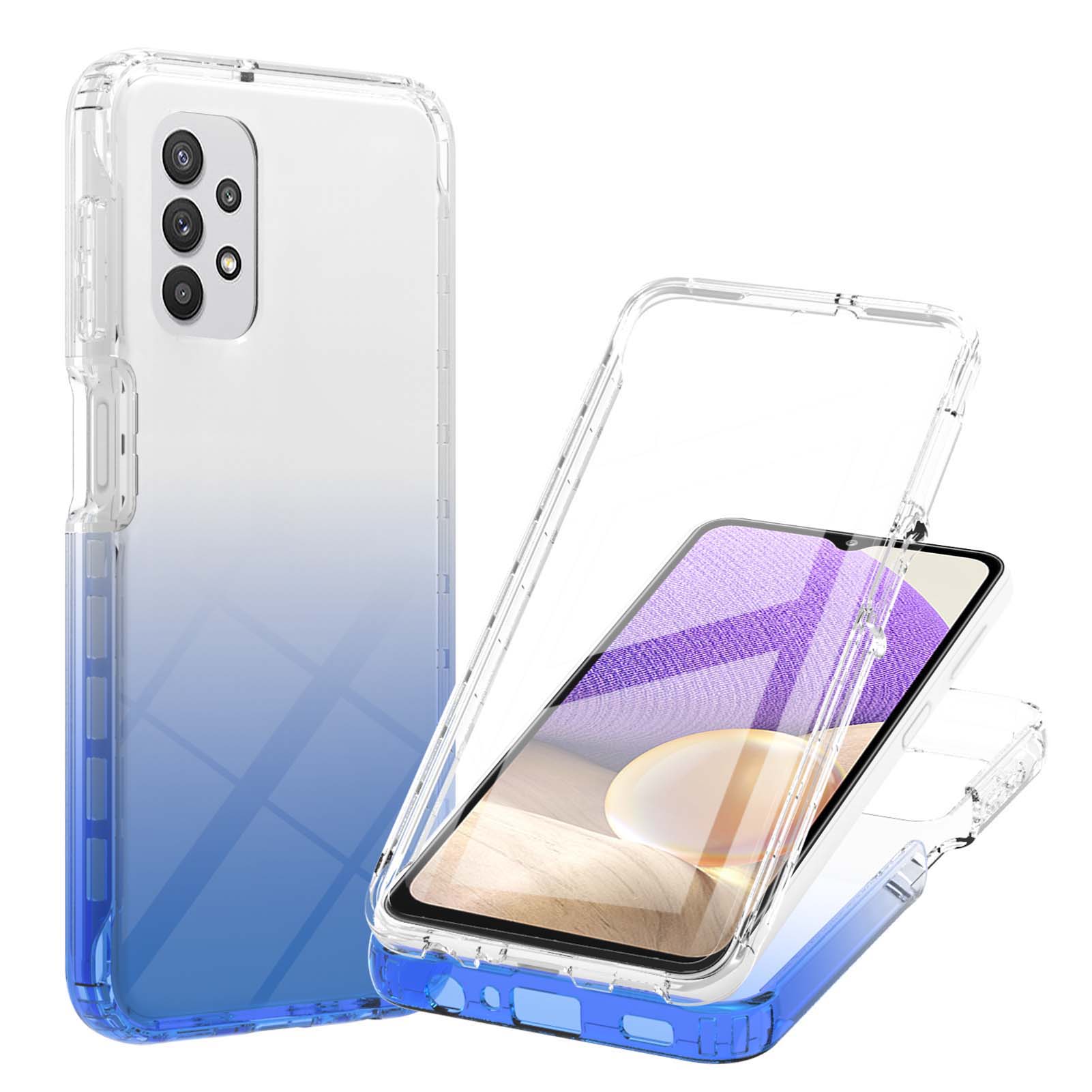 

3 В 1 1 Градиент Color TPU Cover + PC Кадр + PET Пленка Гибридный Чехол Для Телефона Для Samsung Galaxy A32 5G - Синий, Galaxy M32 5G