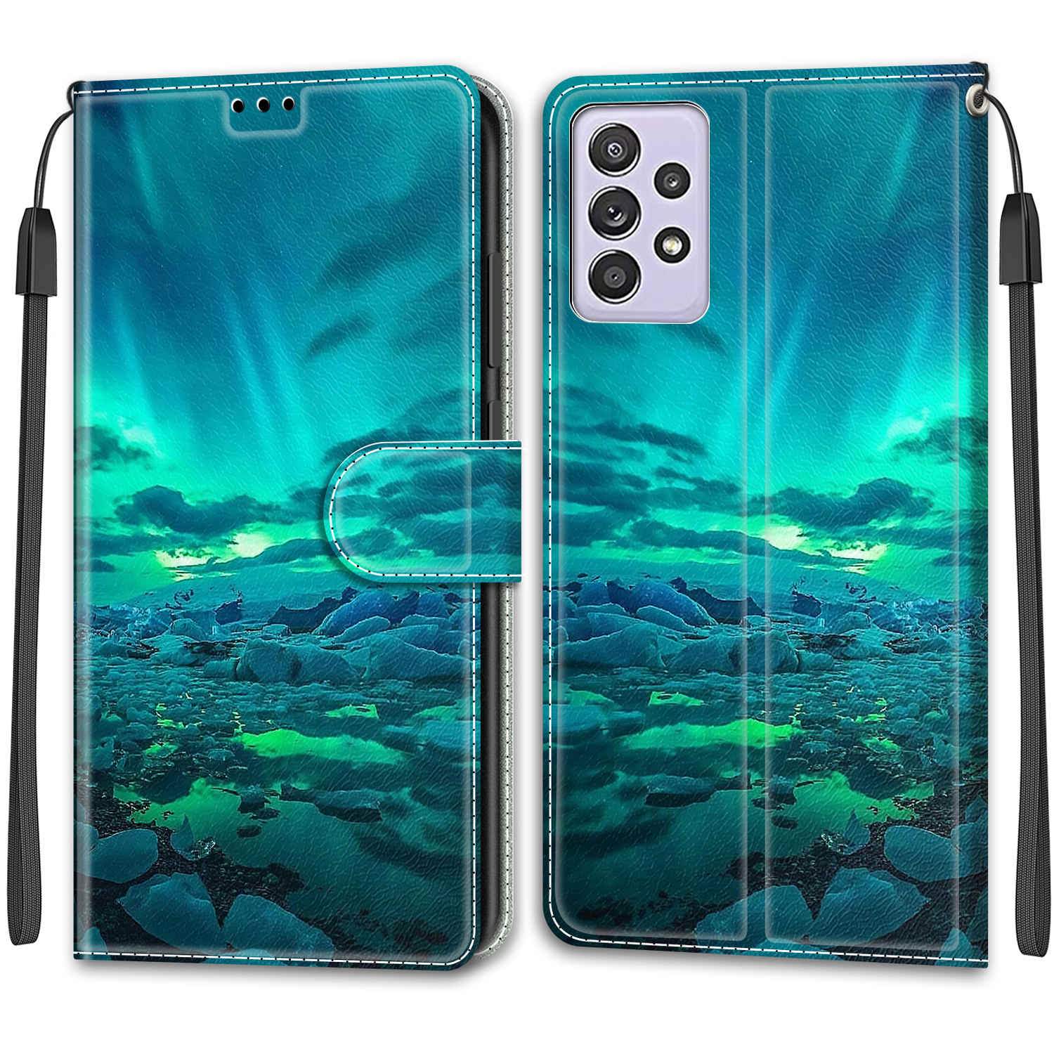 

Дизайн Печати с Узором Кожаный Чехол Для Samsung Galaxy A52 4g/5g/a52s 5G - Зеленый Свет, Galaxy A52 5G