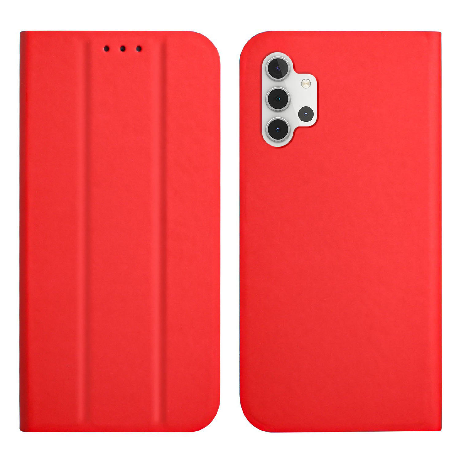 

All-round Protection Trifold Stand Leather Phone Protector Case for Samsung Galaxy A32 4G (EU Version) - Red, Samsung Galaxy A32 4G (EU Version)