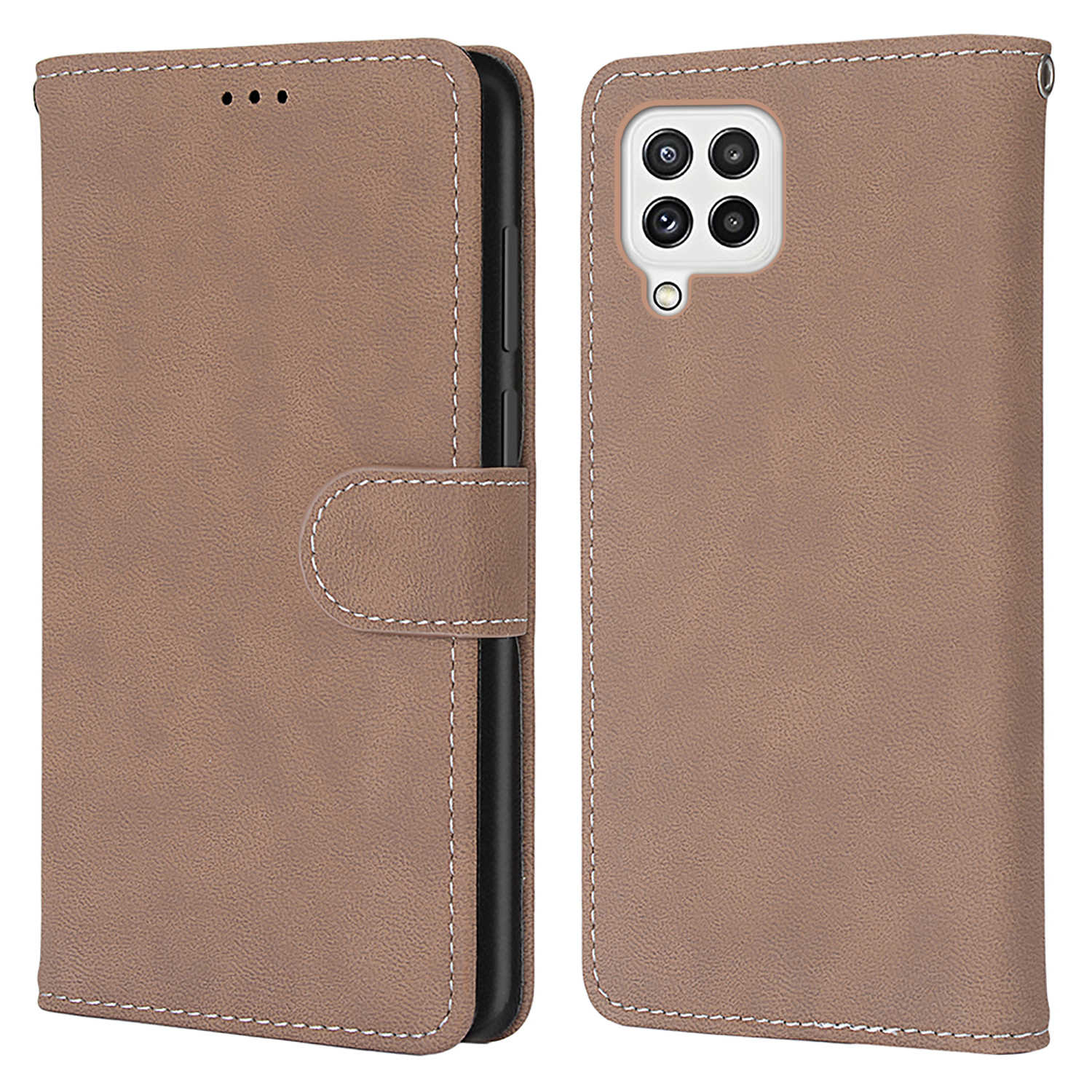 

Vintage Style Wallet Stand Design Matte Leather Case Shell for Samsung Galaxy A22 4G (EU Version) - Brown, Galaxy A22 4G (EU Version)