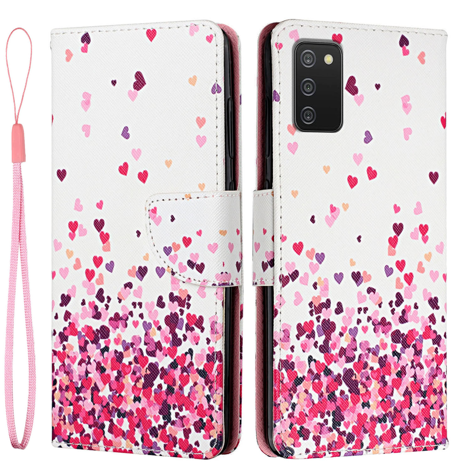 

Cross Texture Pattern Premium PU Leather Wallet Stand Flip Cover with Strap for Samsung Galaxy A03s (166.5 x 75.98 x 9.14mm) - Pink Hearts, Samsung Galaxy A03s (166.5 x 75.98 x 9.14mm)