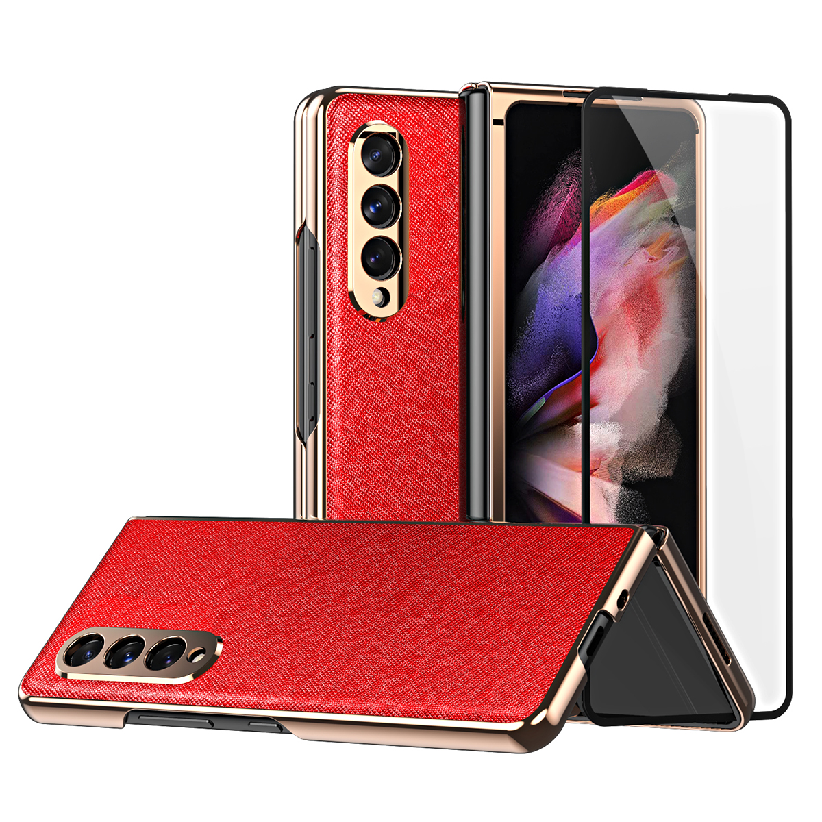 

Антипольная Амортизационная Перекрестная Текстура PU - Красный, Galaxy Z Fold3 5G