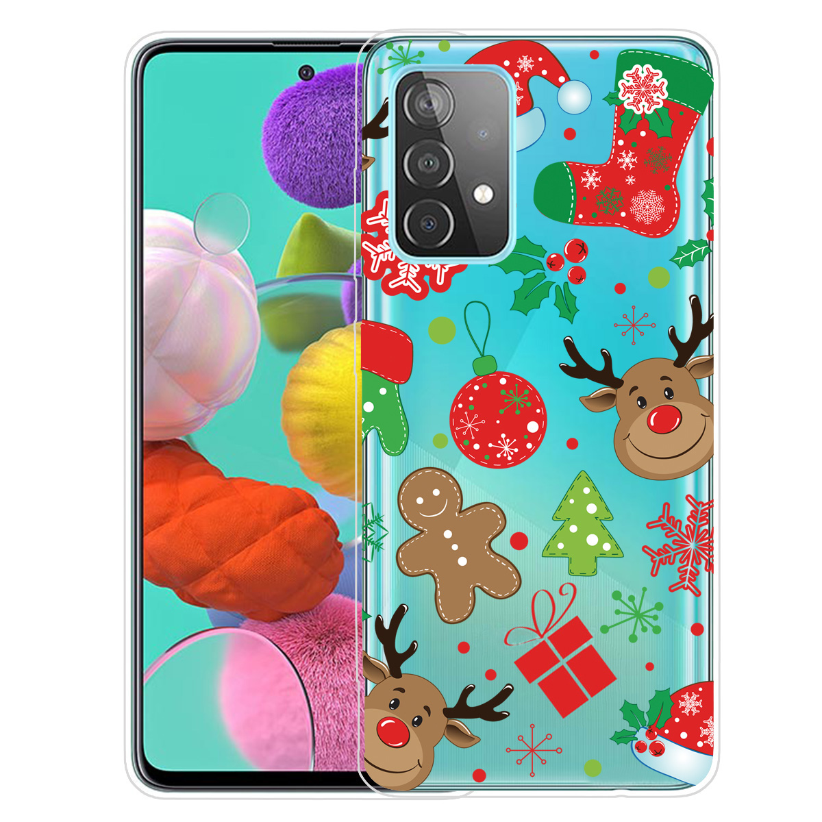

Christmas Decor Pattern Printing Thin Soft IMD TPU Case for Samsung Galaxy A52 5G / 4G / A52s 5G - Christmas Sticker, Galaxy A52 5G