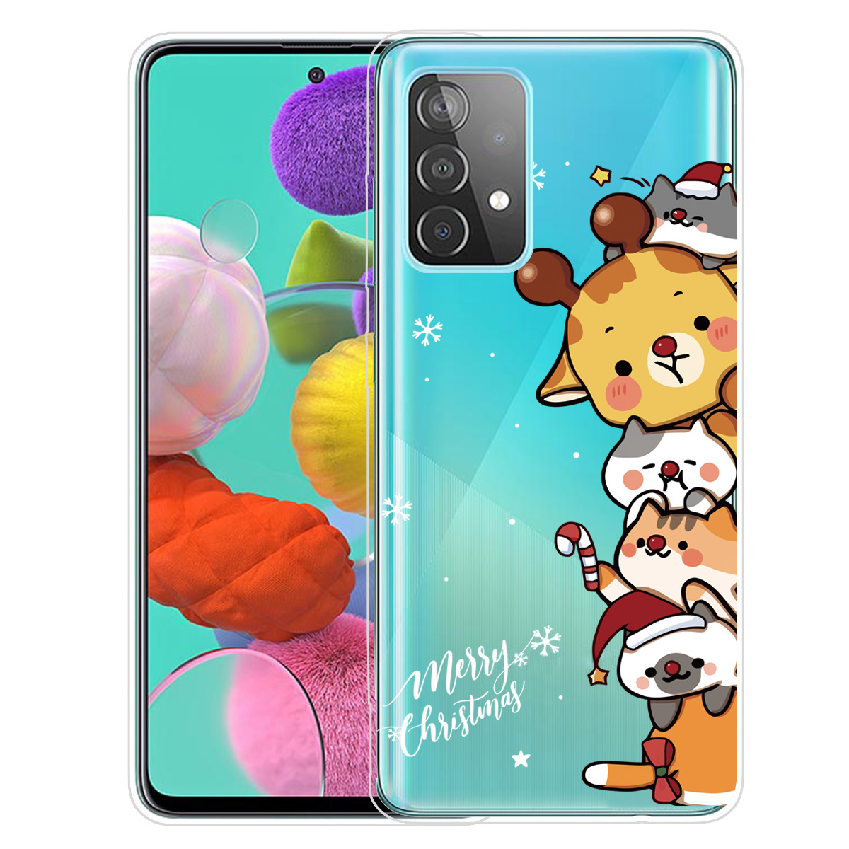 

Узор На Рождественской Серии Pattern Photion IMD Мягкий TPU Прозрачный Защитный Чехол Для Samsung Galaxy A72 5G / 4G. - Милые Штабелированные Животные, Galaxy A72 5G