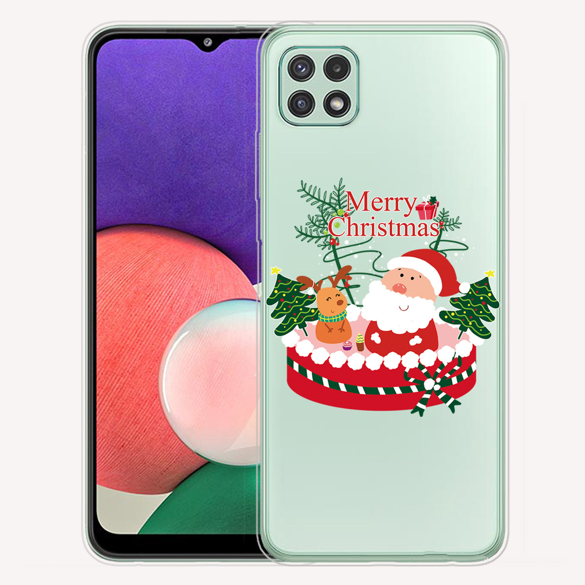 

Christmas Series Pattern Printing IMD TPU Bumper Protective Soft Case Cover for Samsung Galaxy A22 5G (EU Version) - Santa and Little Deer, Galaxy A22 5G (EU Version)