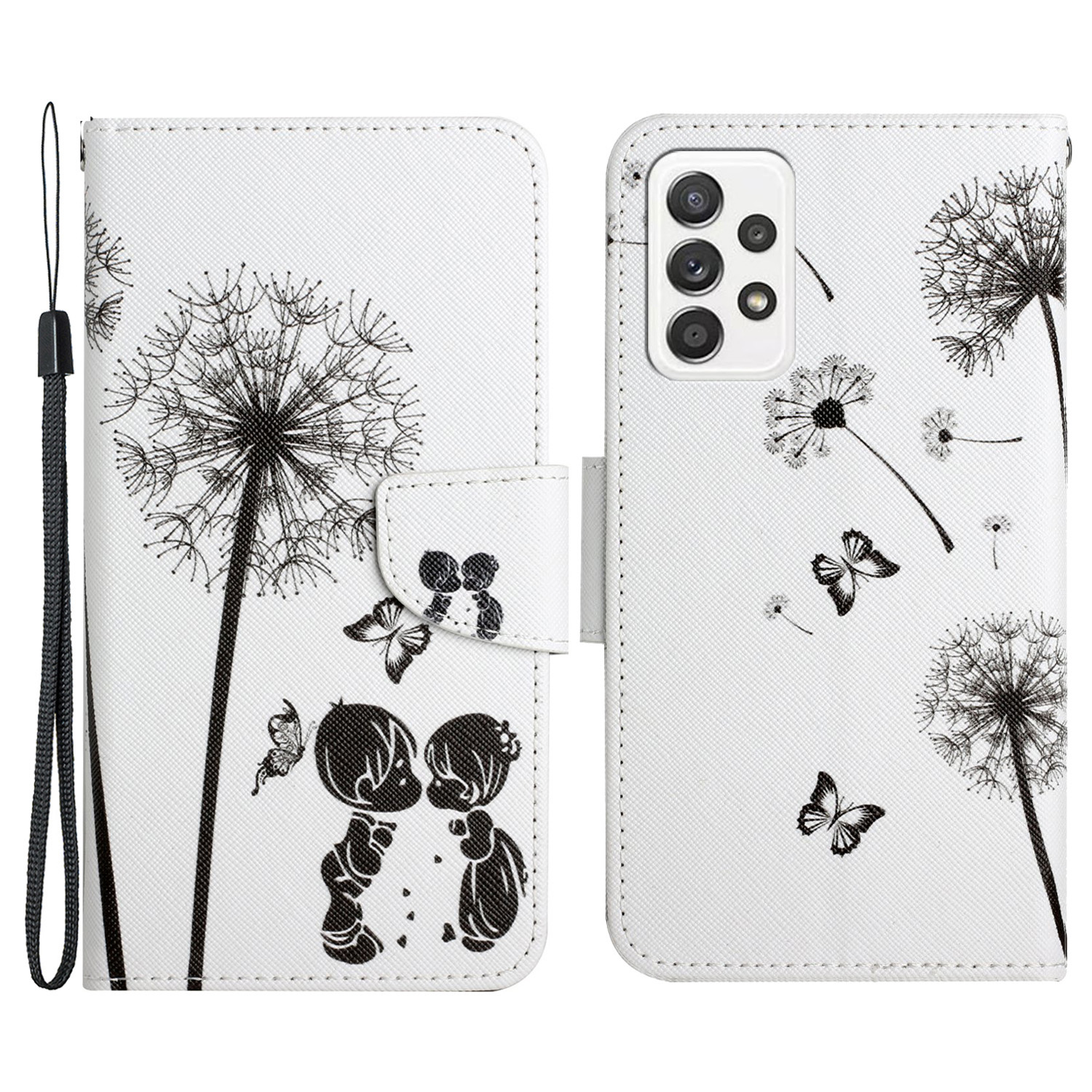 

Уэмплексная Печать Shockper -cellet Stand Leather Phone Case Shell с Ремешком Для Samsung Galaxy A52 4g/5g/a52s 5G - Одуванчик, Galaxy A52 5G