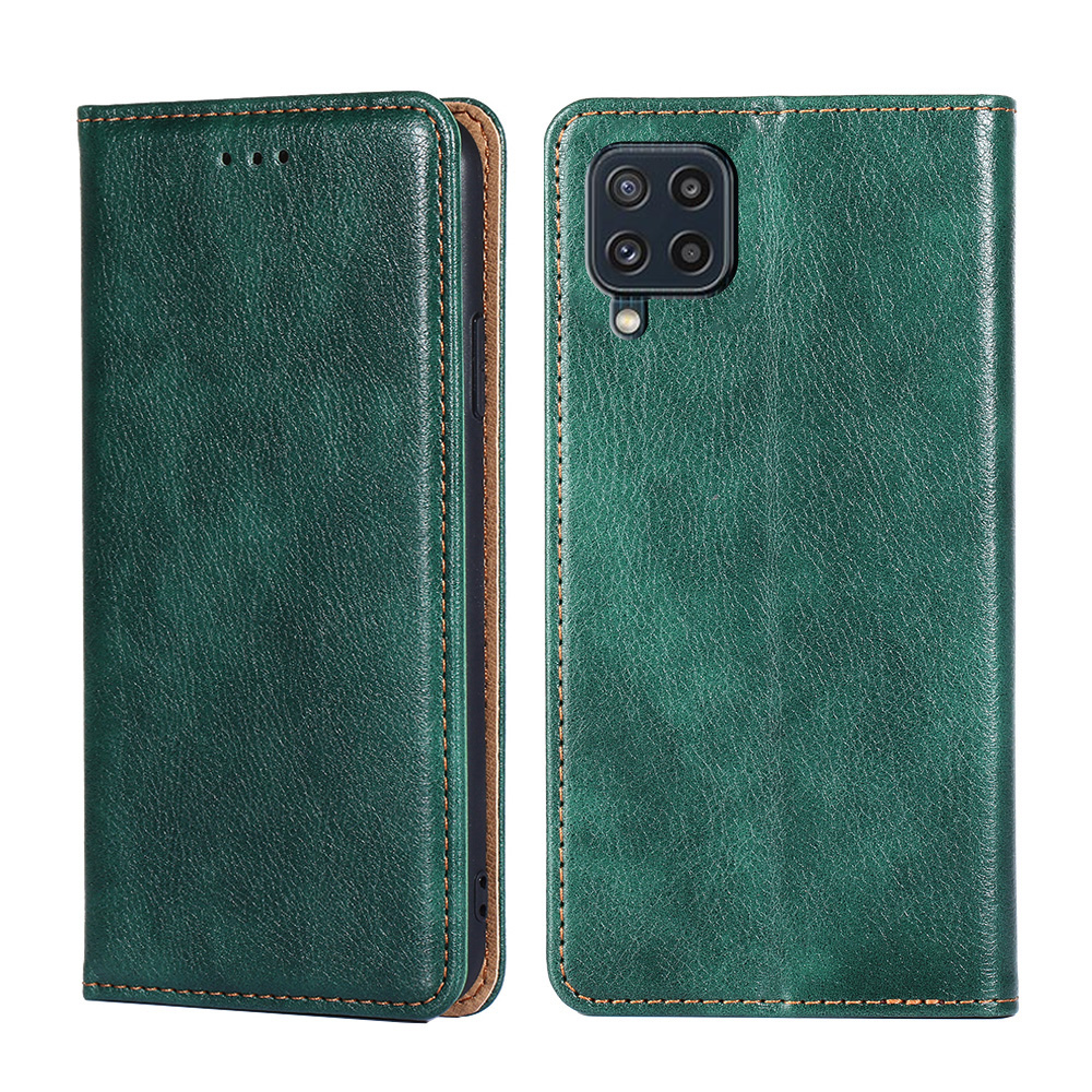 

Solid Color Auto Closing Magnetic Flip Case Stand Wallet Phone Cover for Samsung Galaxy M32 (Global Version) - Green, Galaxy M32 (Global Version) 4G