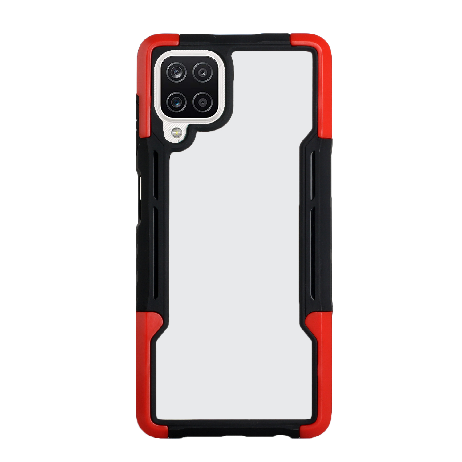 

Non-slip Stripe Side TPU+Acrylic Hybrid Case Fall-proof Cover Shell for Samsung Galaxy A22 4G (EU Version) - Black/Red, Galaxy A22 4G (EU Version)