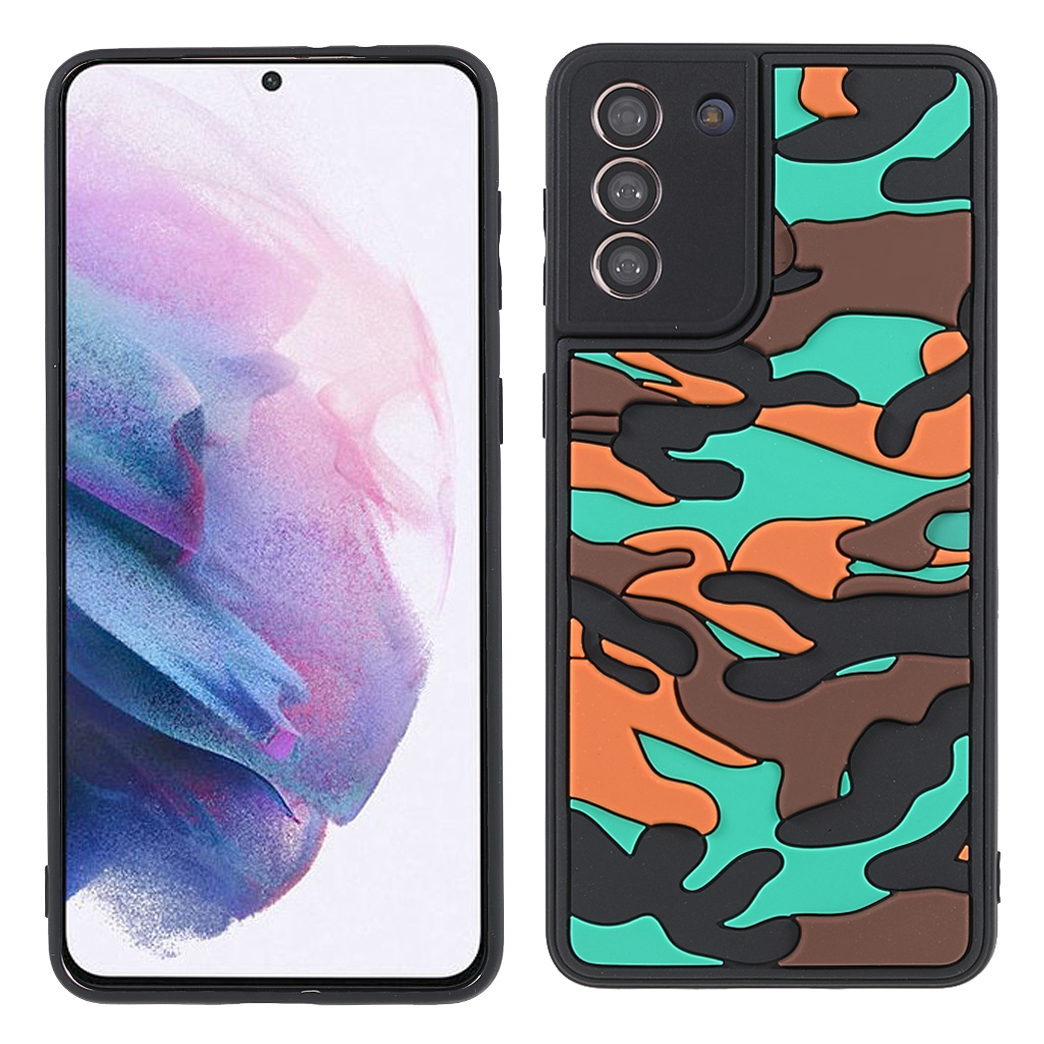 

Shockpereper Phone Shell Roud Camouflage Pattern Anti-fall TPU Cope Cope Cover Для Samsung Galaxy S21 Плюс 5G - Апельсин, Galaxy S21+ 5G