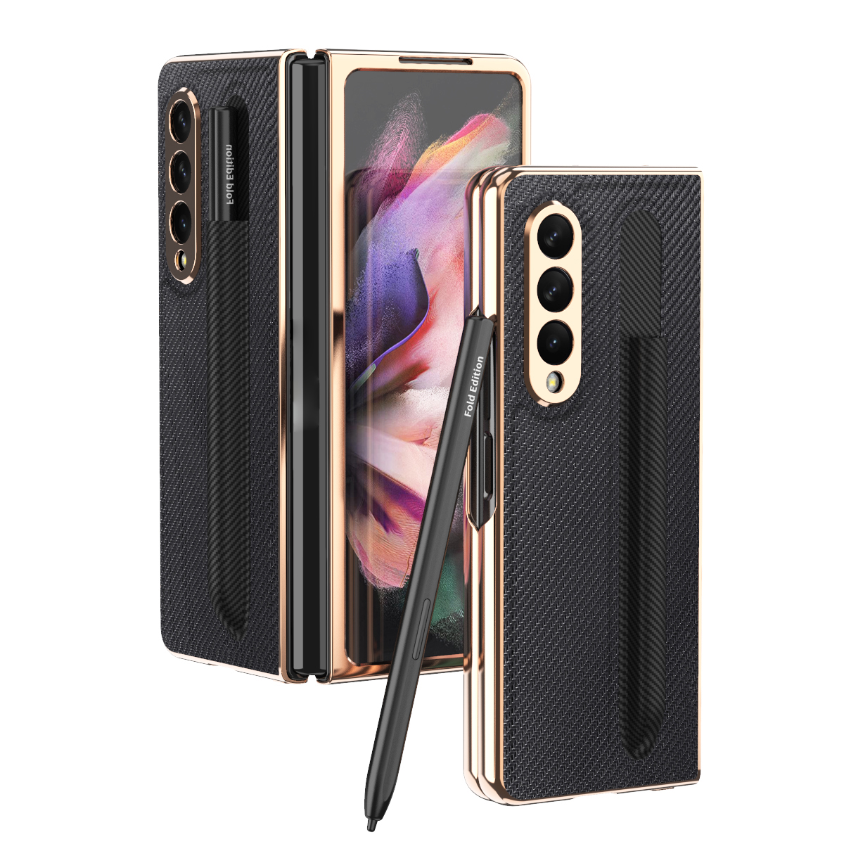 

Кевлар Углеродного Волокна Текстура PU - Черный, Galaxy Z Fold3 5G