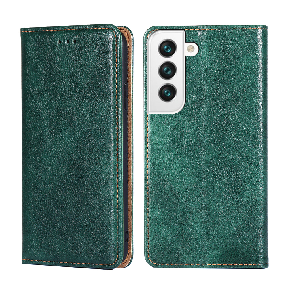 

Shockproof Solid Color Wallet Stand Auto-absorbed Leather Phone Case Shell for Samsung Galaxy S22+ 5G - Green, Galaxy S22+ 5G