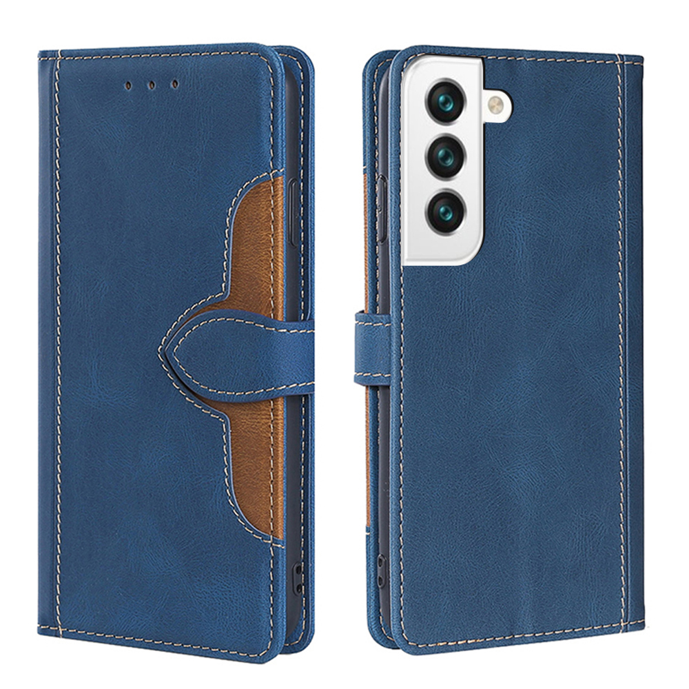 

Anti-Collision Splicing Design PU Leather + Inner TPU Phone Cover Case for Samsung Galaxy S22 5G - Blue, Galaxy S22 5G