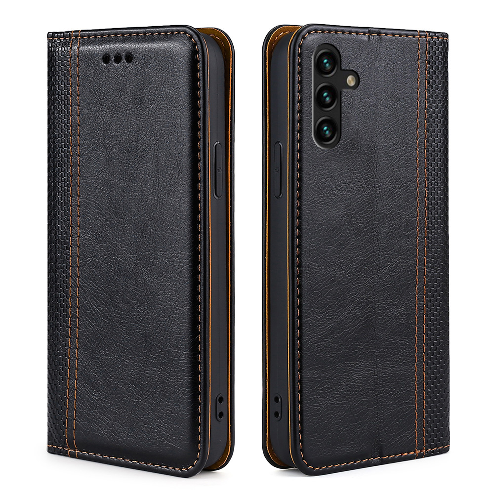

Plaid Pattern Splicing Magnetic Auto Closing Stand Design Leather Phone Case Cover with Card Slot for Samsung Galaxy A13 5G - Black, Galaxy A13 5G