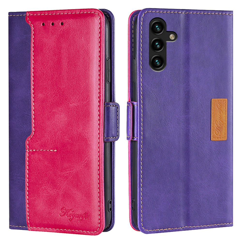 

Full Protection Stylish Dual-color Splicing Magnetic PU Leather Wallet Stand Flip Folio Case for Samsung Galaxy A13 5G - Purple/Rose, Galaxy A13 5G
