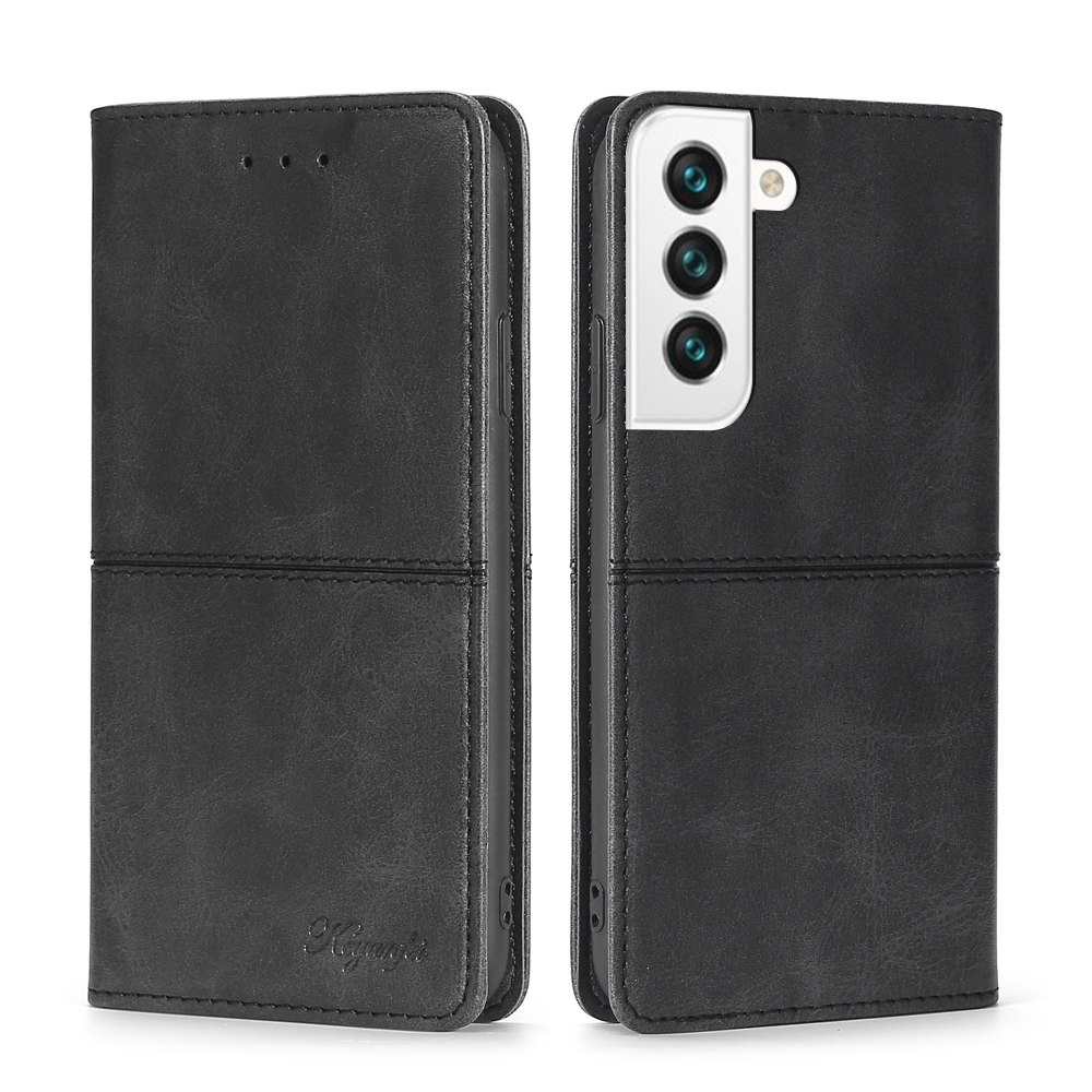 

PU Leather Phone Cover Auto-absorbed Design Stand Protector Case with Card Slots for Samsung Galaxy S22+ 5G - Black, Galaxy S22+ 5G