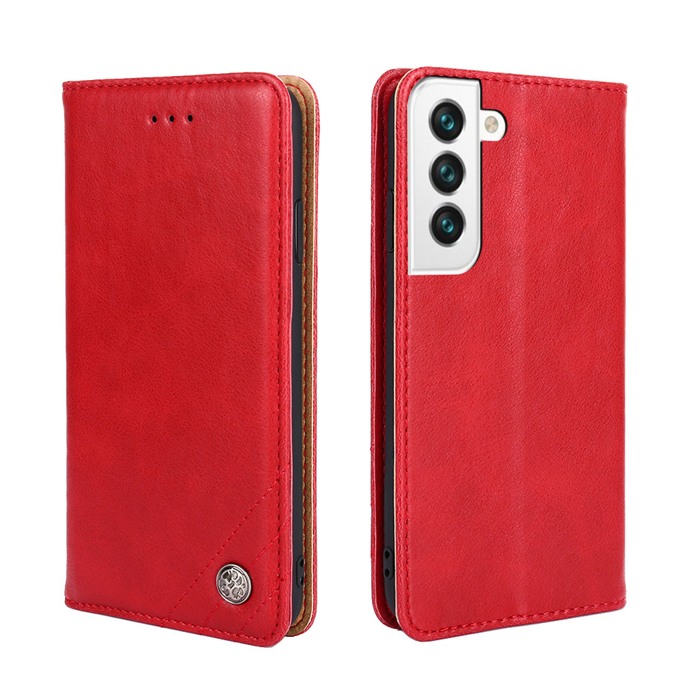 

Triangle Stitching Line Shock-resistant Leather Wallet Phone Stand Case for Samsung Galaxy S22+ 5G - Red, Galaxy S22+ 5G
