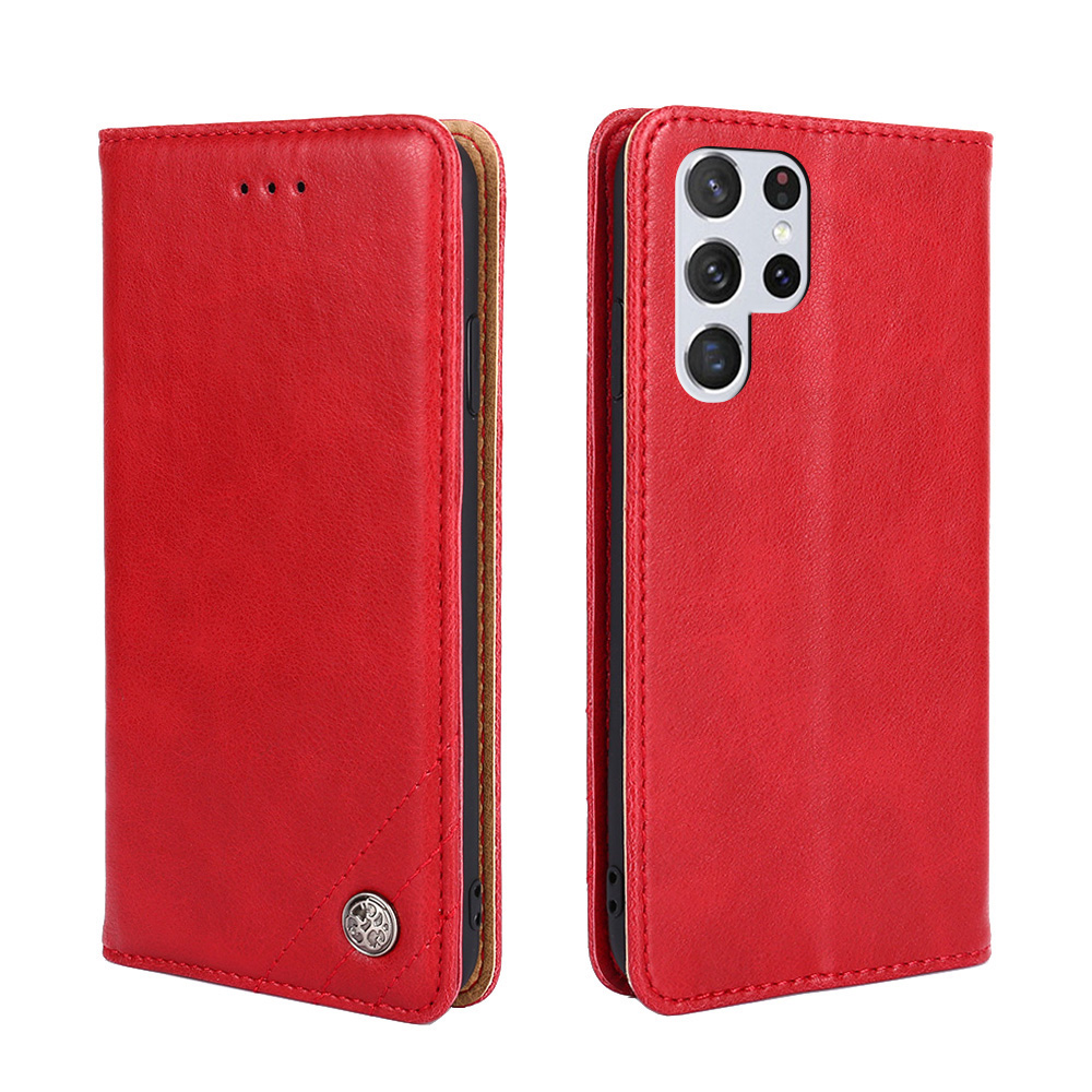 

Triangle Stitching Line Leather Wallet Phone Stand Case for Samsung Galaxy S22 Ultra 5G - Red, Galaxy S22 Ultra 5G