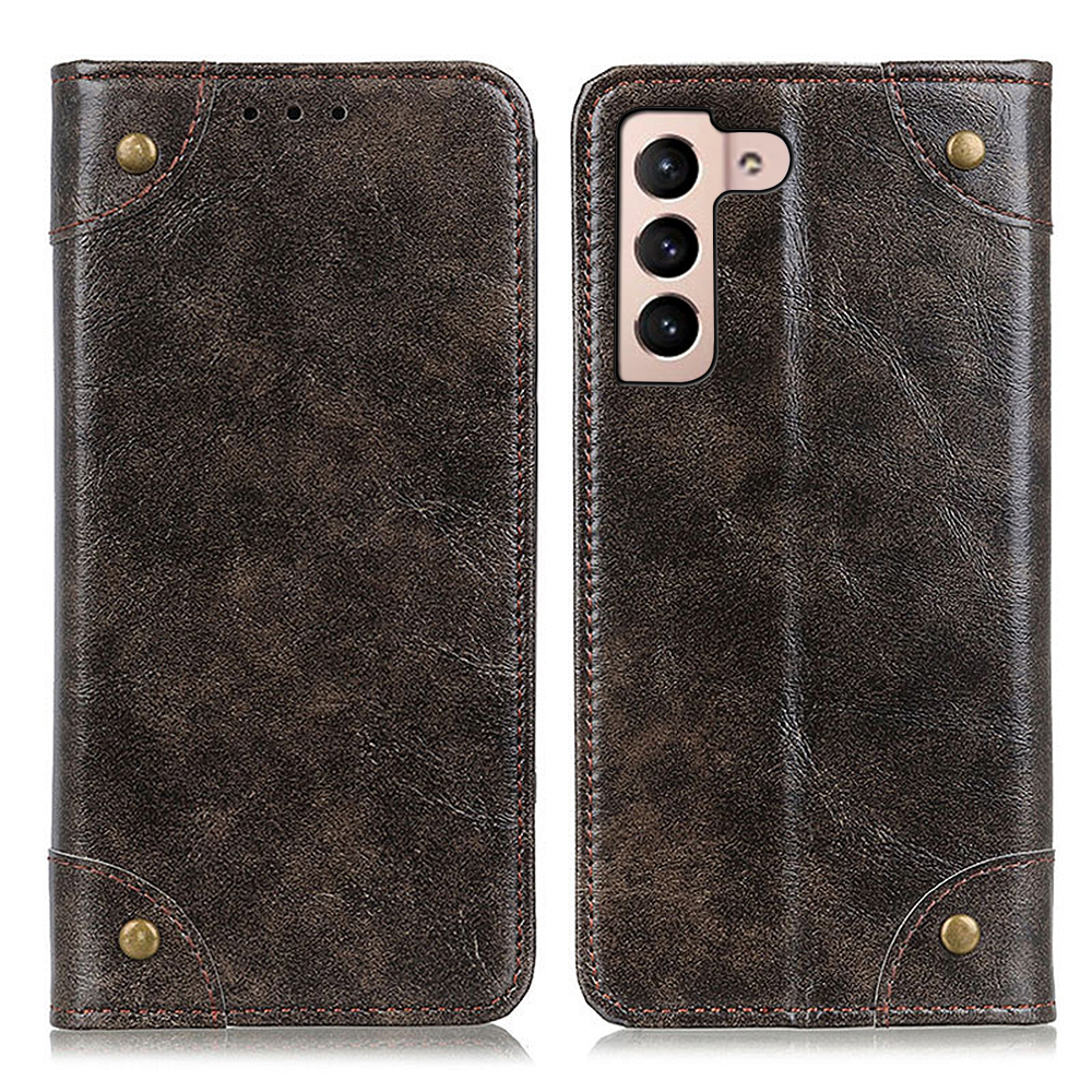 

Scratch-resistant Protective Wallet Design Auto-absorbed Magnetic Closing PU Leather Phone Case with Stand for Samsung Galaxy S22+ 5G - Coffee, Galaxy S22+ 5G