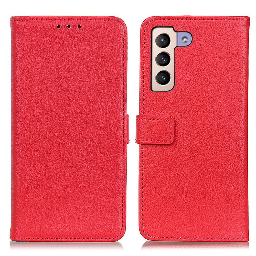 

Wallet Stand Design Drop-Proof Litchi Texture PU Leather Case Cover with Secure Closing Magnet for Samsung Galaxy S22+ 5G - Red, Galaxy S22+ 5G