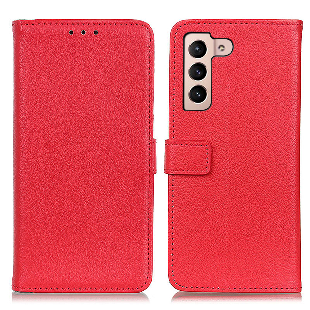 

Wallet Stand Design Magnetic Clasp Litchi Texture PU Leather Case Cover for Samsung Galaxy S22 5G - Red, Galaxy S22 5G