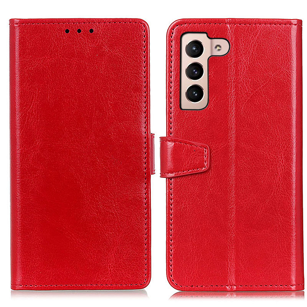 

Anti-fall Horizontal Viewing Stand PU Leather Wallet Flip Folio Magnetic Phone Case for Samsung Galaxy S22 5G - Red, Galaxy S22 5G