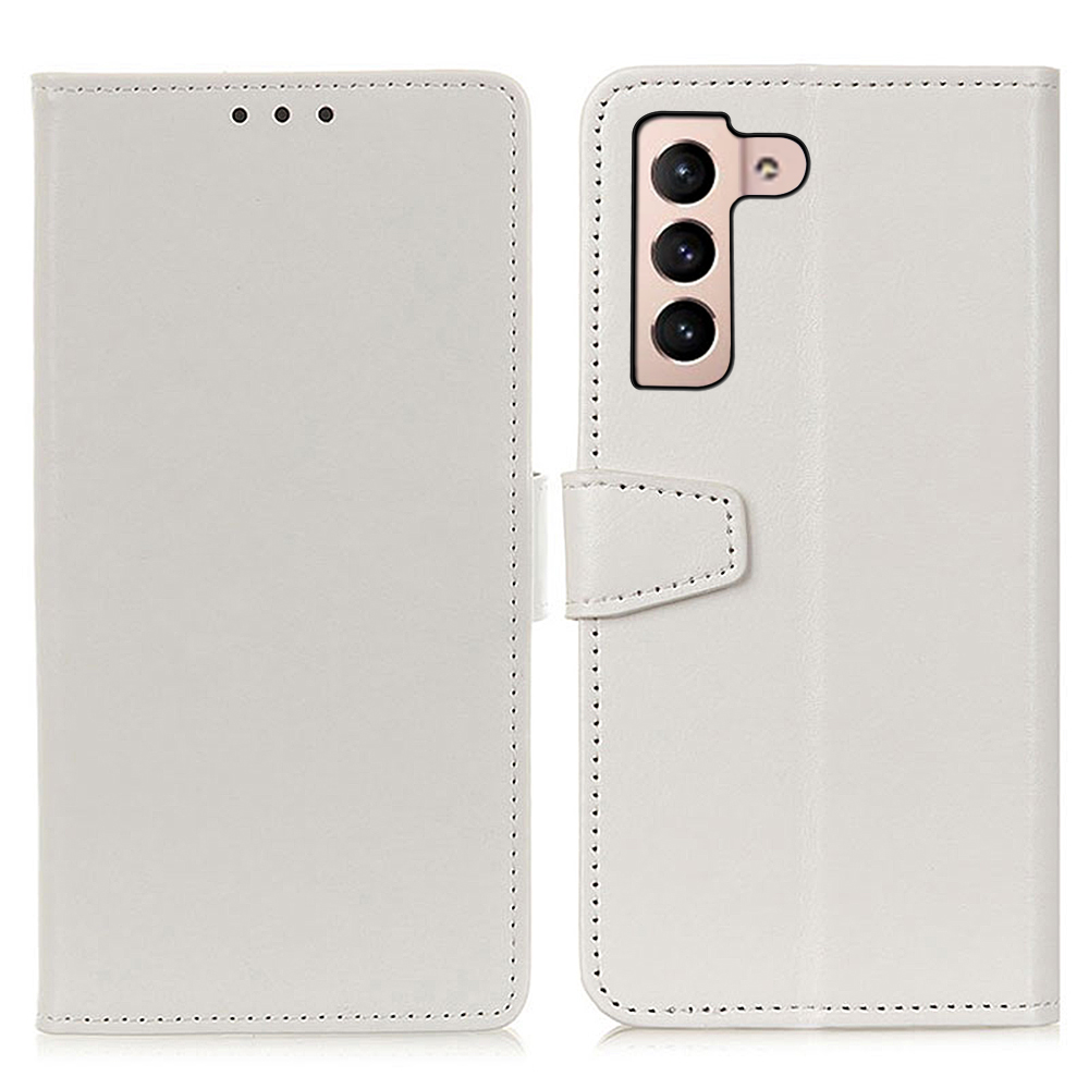 

Horizontal Viewing Stand PU Leather Wallet Flip Folio Magnetic Phone Case for Samsung Galaxy S22+ 5G - White, Galaxy S22+ 5G