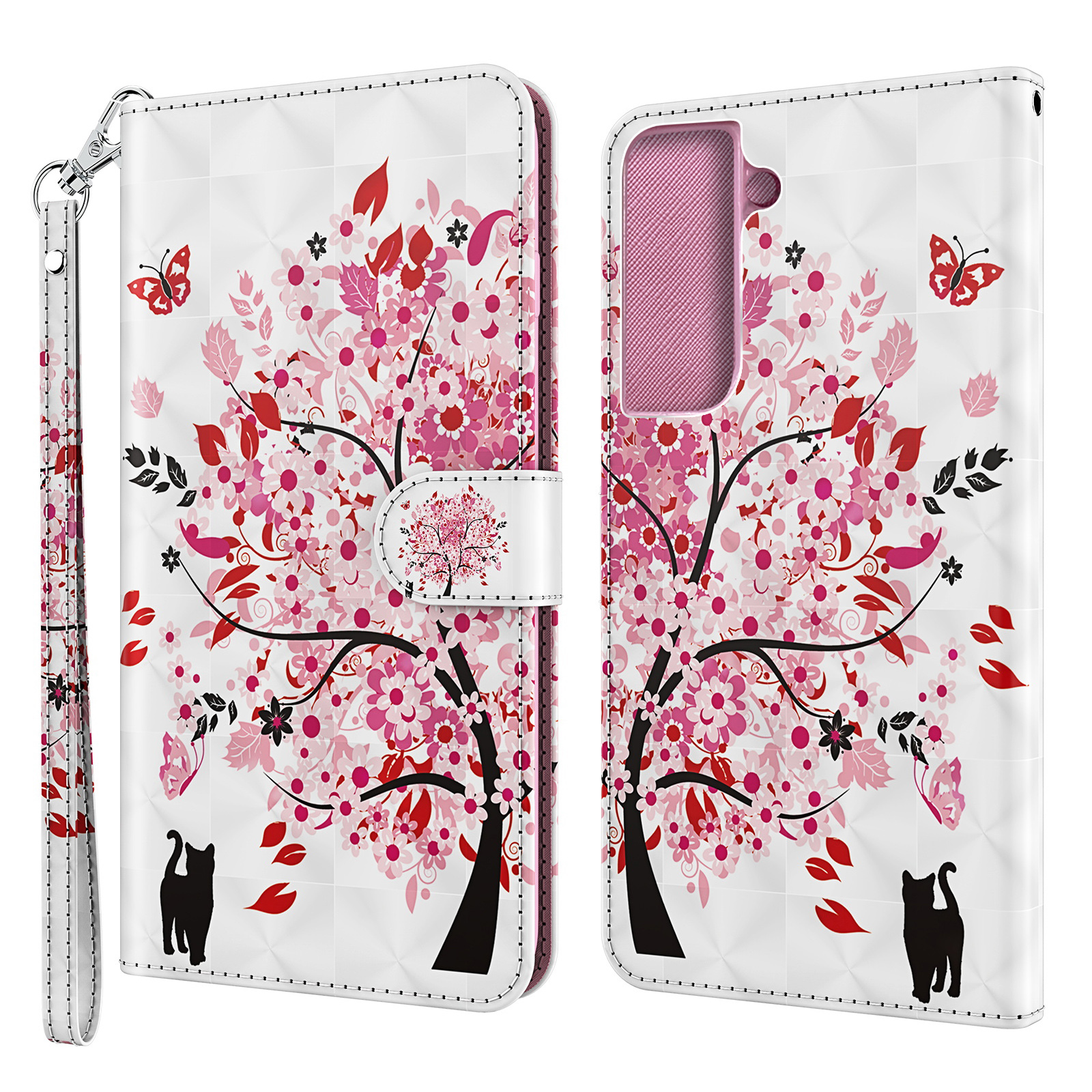 

Stand 3D Pattern Printing Premium PU Leather Magnetic Wallet Protective Case Cover for Samsung Galaxy S22+ 5G - Wish Tree, Galaxy S22+ 5G