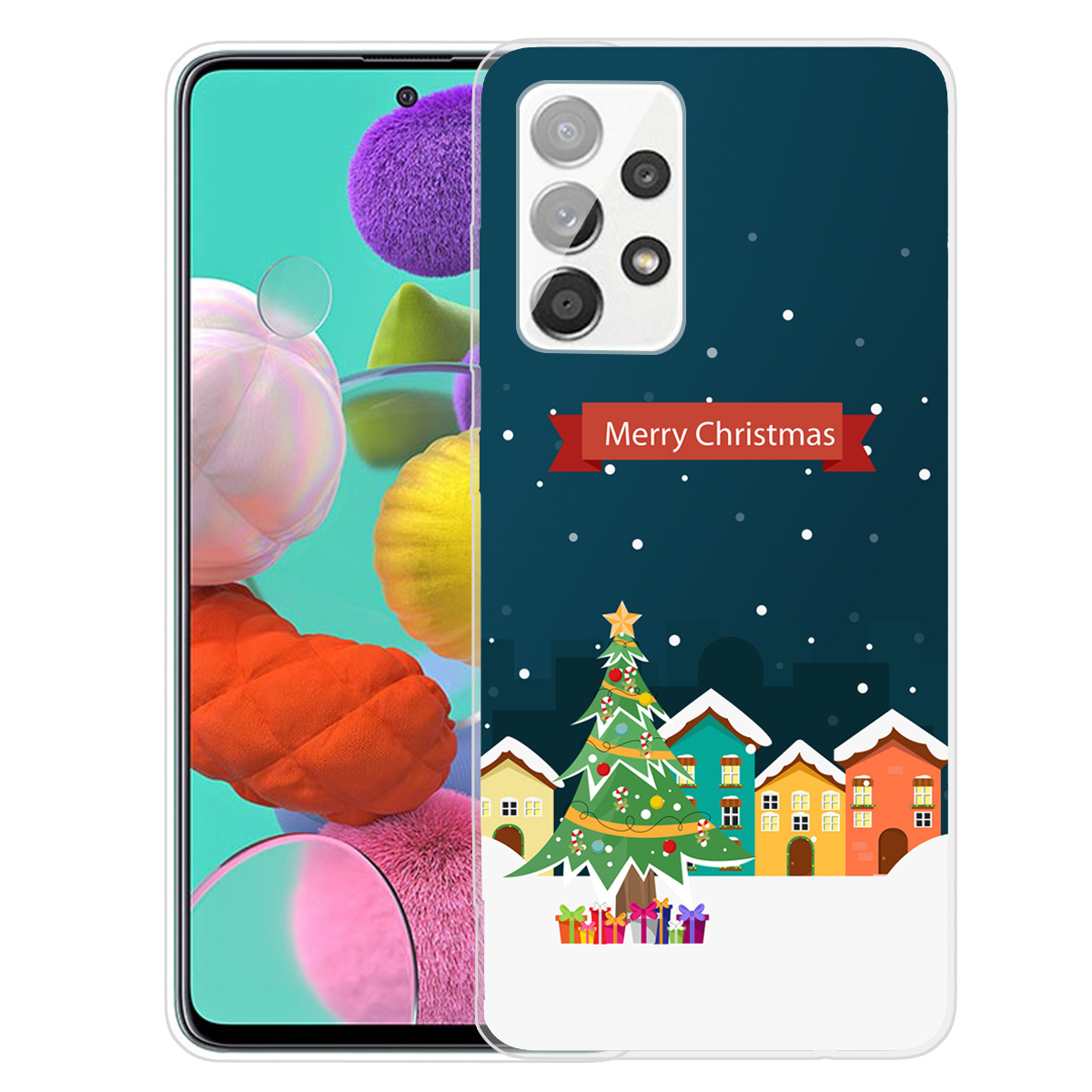 

Santa Snowman Pattern Printing Christmas Style Anti-scratch TPU Phone Back Case Cover for Samsung Galaxy A32 5G / M32 5G - Christmas Town, Galaxy A32 5G