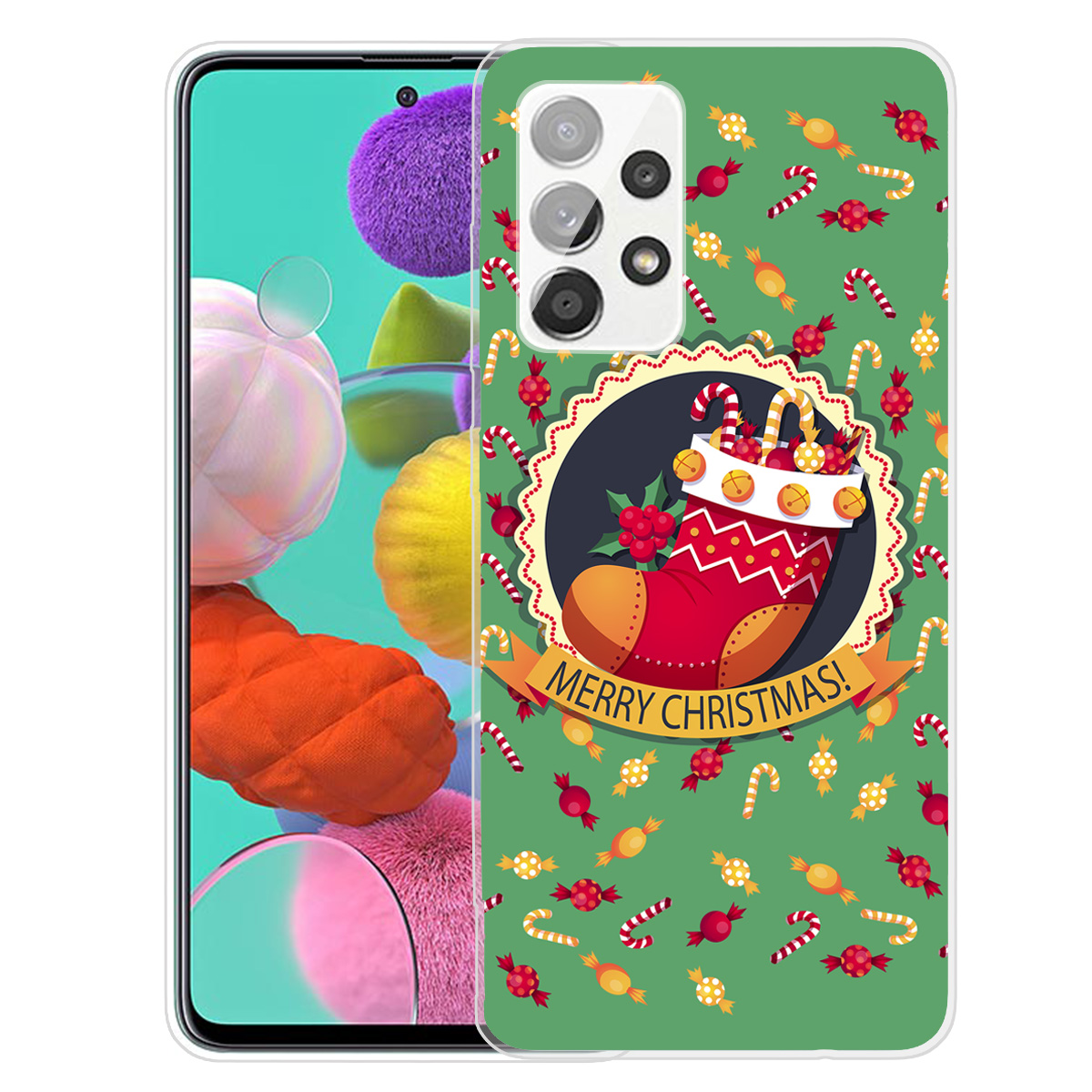 

Soft TPU Christmas Pattern Printing Anti-drop Phone Cover Case for Samsung Galaxy A72 5G/4G - Christmas Sock, Galaxy A72 5G