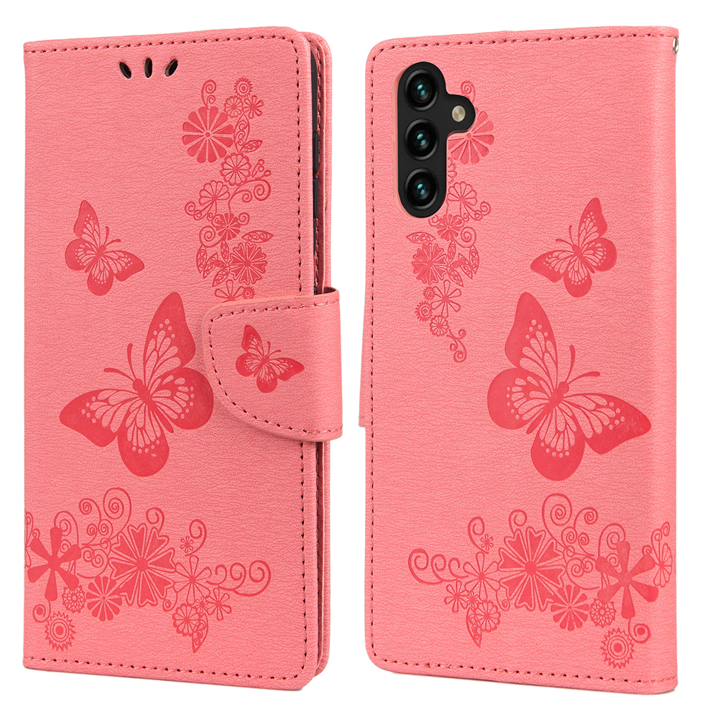 

Butterflies Flower Imprinted Wallet Stand Leather Cover Case for Samsung Galaxy A13 5G / A04s 4G (164.7 x 76.7 x 9.1 mm) - Pink, Galaxy A13 5G
