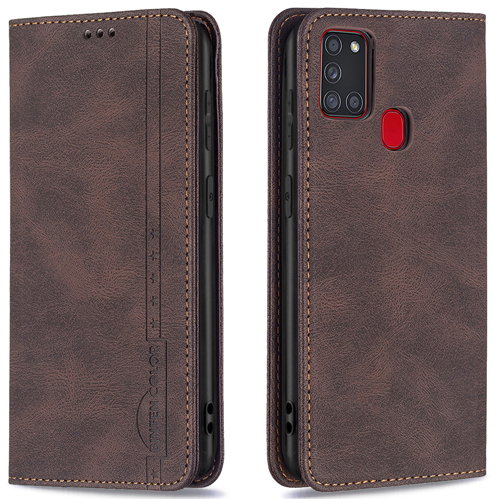 

Binfen Color BF08 RFID Блокировка Фолио Flip PU - Коричневый, Galaxy A21s