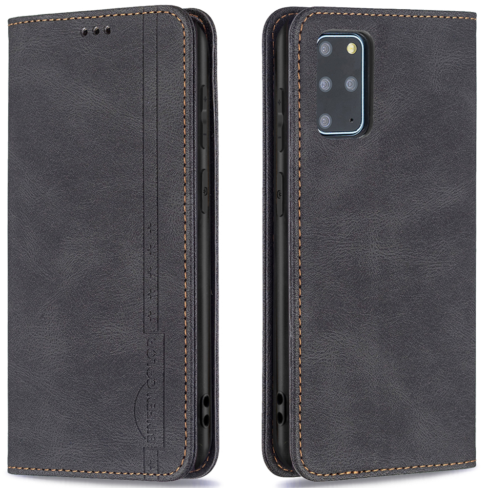 

BINFEN COLOR Scratch Resistant Anti-swiping Design PU Leather Phone Case Stand Cover for Samsung Galaxy S20 Plus - Black, Galaxy S20 Plus 4G