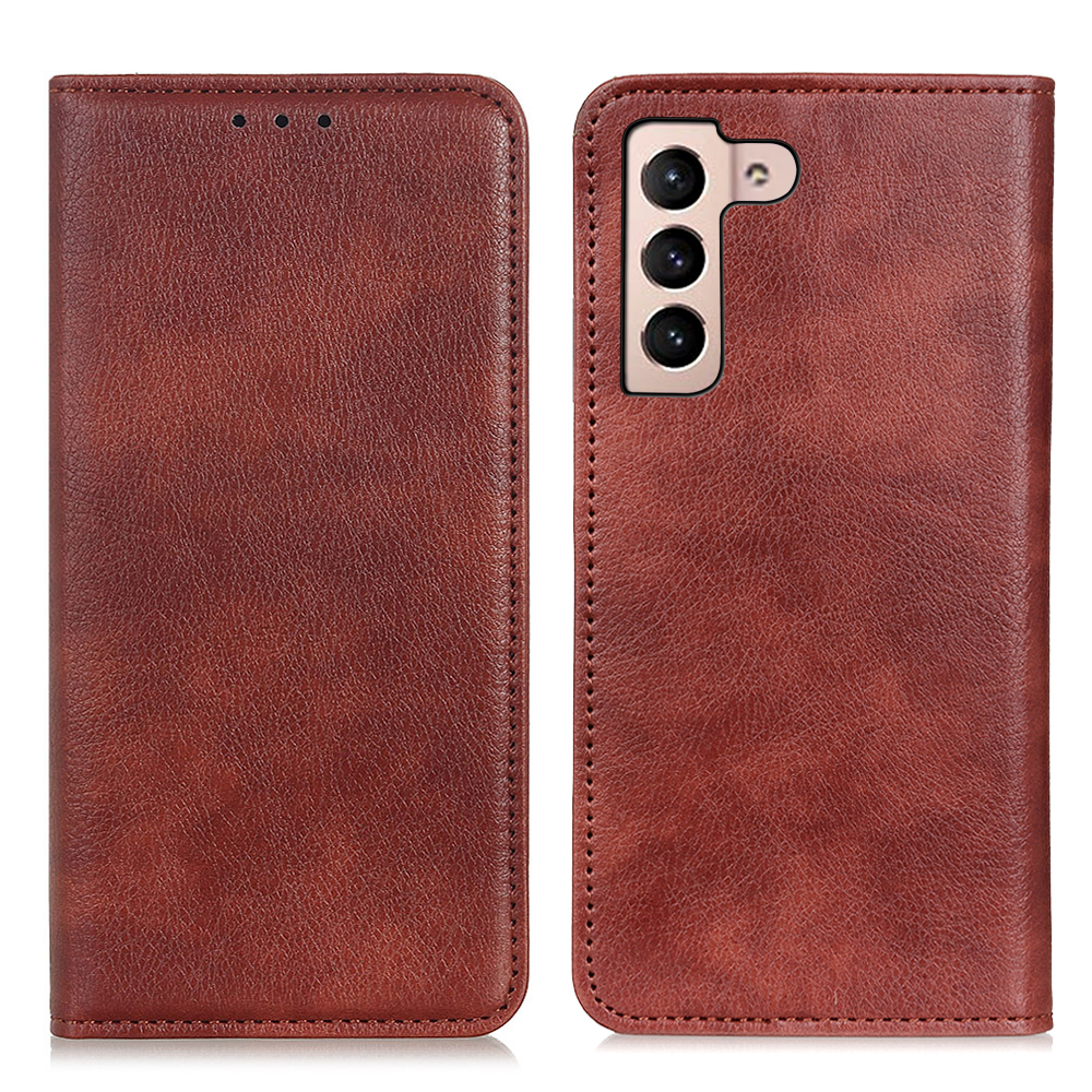 

Litchi Texture Split Leather Stand Wallet Flip Auto Magnetic Closed Shockproof Phone Cover for Samsung Galaxy S22 5G - Brown, Galaxy S22 5G