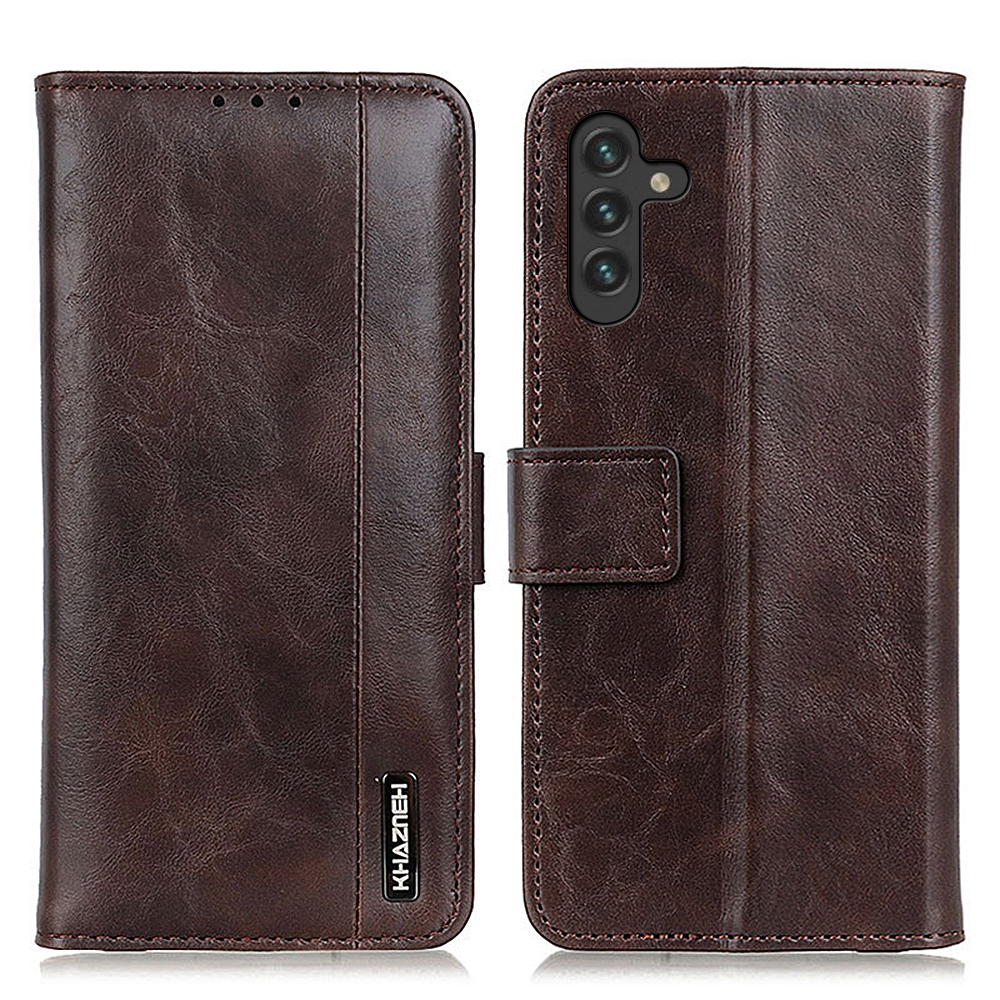 

KHAZNEH Magnetic Shockproof PU Leather Flip Wallet Stand Folio Cover for Samsung Galaxy A13 5G - Coffee, Galaxy A13 5G