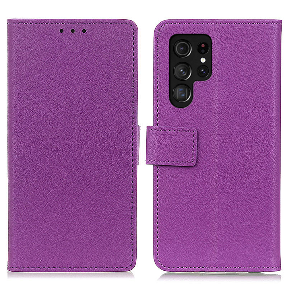 

Full Protection Stand PU Leather Wallet Magnetic Flip Protective Phone Case for Samsung Galaxy S22 Ultra 5G - Purple, Galaxy S22 Ultra 5G