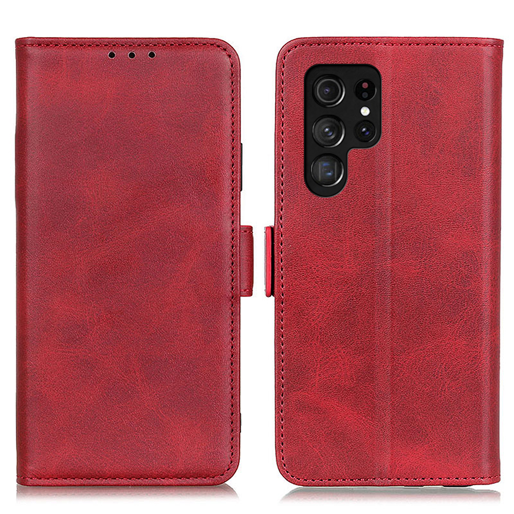 

PU Leather Flip Wallet Stand Folio Cover Shockproof Soft TPU Protective Interior Case for Samsung Galaxy S22 Ultra 5G - Red, Galaxy S22 Ultra 5G
