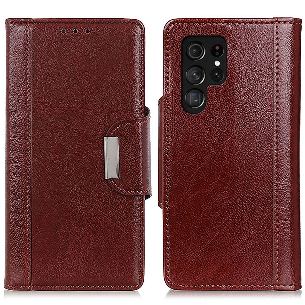 

Full Protection PU Leather Flip Cover Phone Case with Wallet Stand for Samsung Galaxy S22 Ultra 5G - Brown, Galaxy S22 Ultra 5G