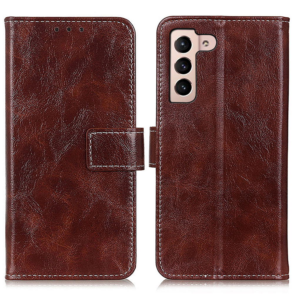 

Crazy Horse Texture Retro Style PU Leather Phone Stand Case Wallet Cover for Samsung Galaxy S22 5G - Brown, Galaxy S22 5G